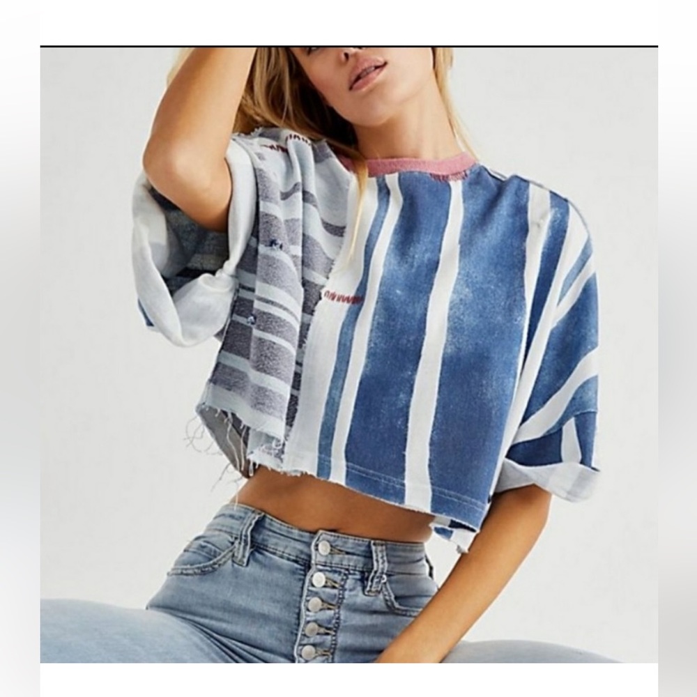We The Free Billie Striped cropped tee NWOT